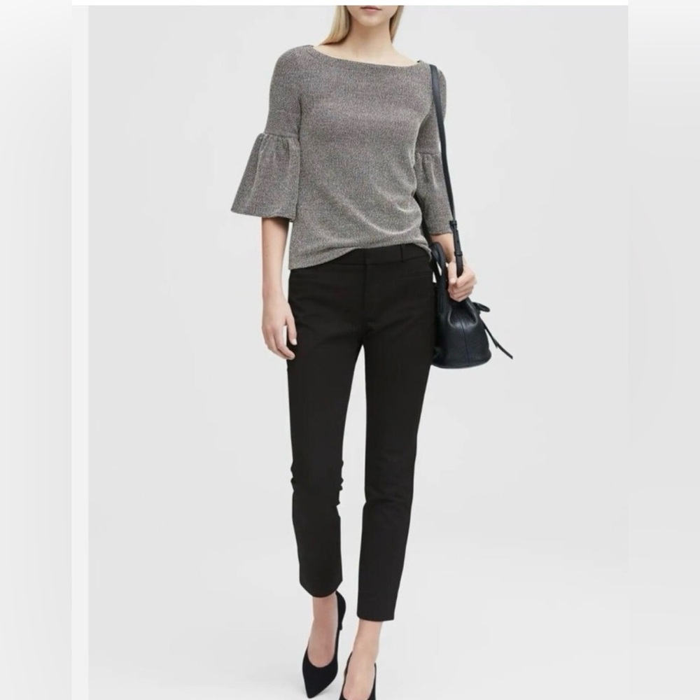 Banana Republic Black Sloane Cropped Ankle Trouser Pants Women Size 8T